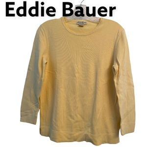 Eddie Bauer yellow Cotton Pullover 3/4 Sleeve sweater Sz XS